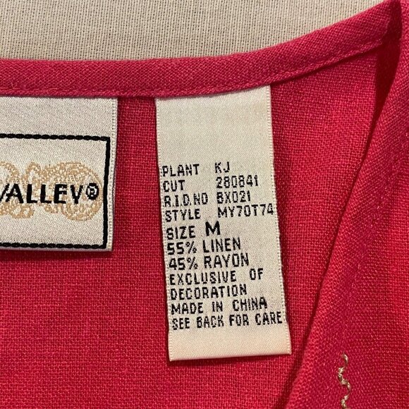 Napa Valley Tunic Shirt Womens Size M Linen Blend Short Sleeve Button Up Pink - Picture 7 of 7